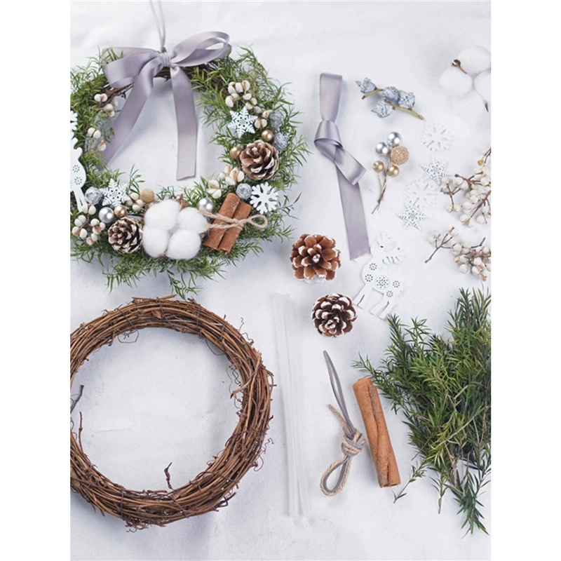 Рустикальное американское рождественское кольцо из ротанга, сделай сам, гирлянда ручной работы для детского сада, материал, пакет, украшение для цветочного магазина, подвесные украшения для внутренней двери