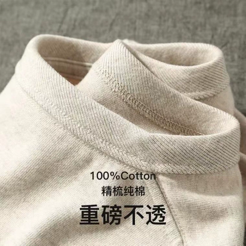 Сливочный песок серый 200 г тяжелый матовый хлопок с длинными рукавами футболка женская удобная простая рубашка с дном для волос