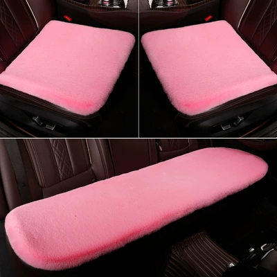 Wool pad – Plush Single Seat Three-Piece Set Imitation - complete-car-three-piece-set-pink