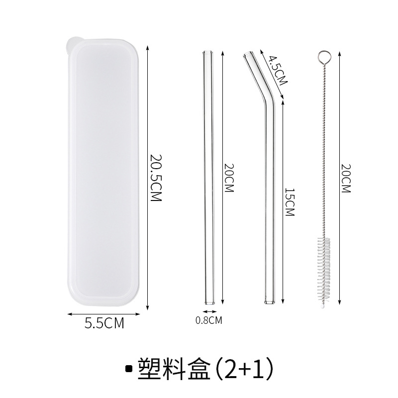 alto borosilicato de vidrio transparente straw resistente al calor y duradero conjunto de codo de viento straw resistente a la floración lápiz labial tubo de jugo