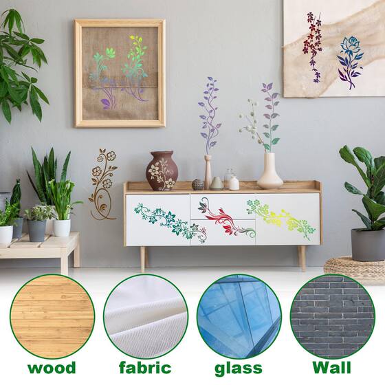 Amazon Explosions Vine Flower Creative Pattern Painting Template Reusable Home Decoration Hollow Graffiti Edition