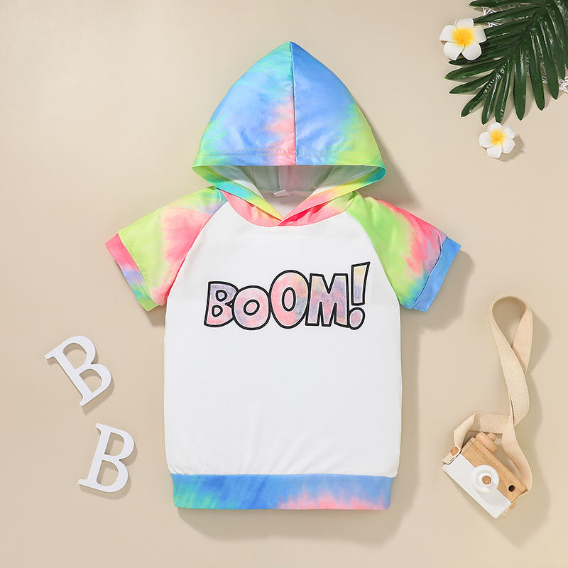 Children's Suit 2021 Summer New Girls' Pullover Hooded Shorts Two-piece Children's Gradient Children's Clothing display picture 3