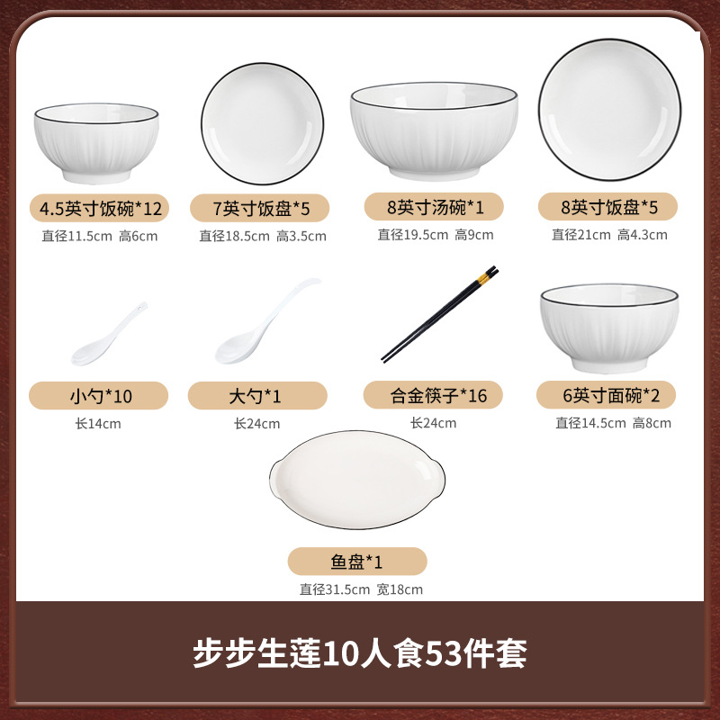 cubiertos de cerámica de color esmaltado, platos, platos y palillos, conjuntos de platos y platos domésticos, platos domésticos, 2024 nuevos platos de arroz