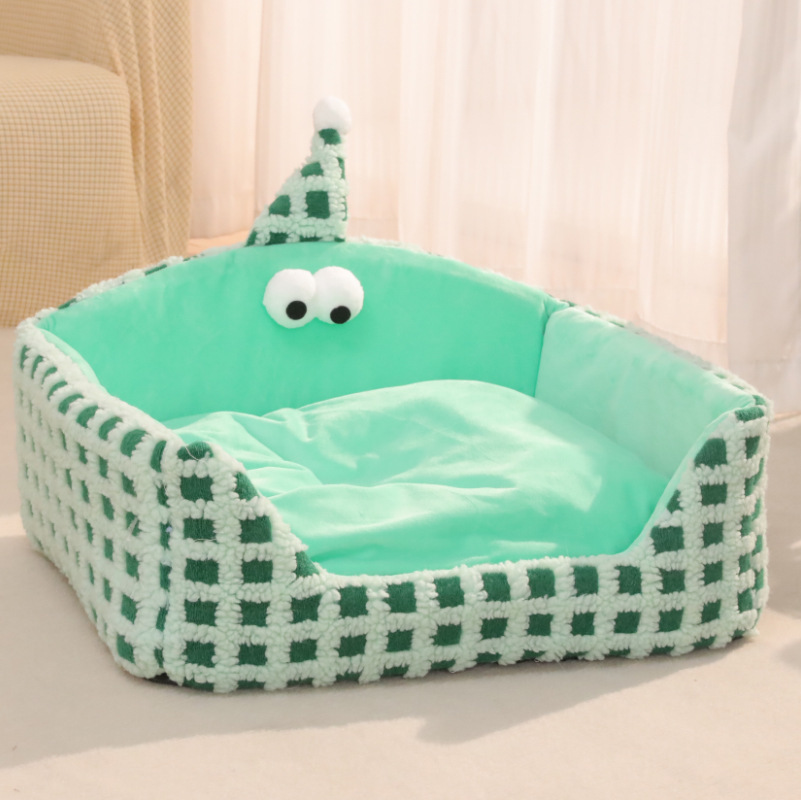 Cama de gato caliente en invierno, lana de luna, abrazando con las manos, esponja, cama de gato semicerrada extra grande, desmontable, perro