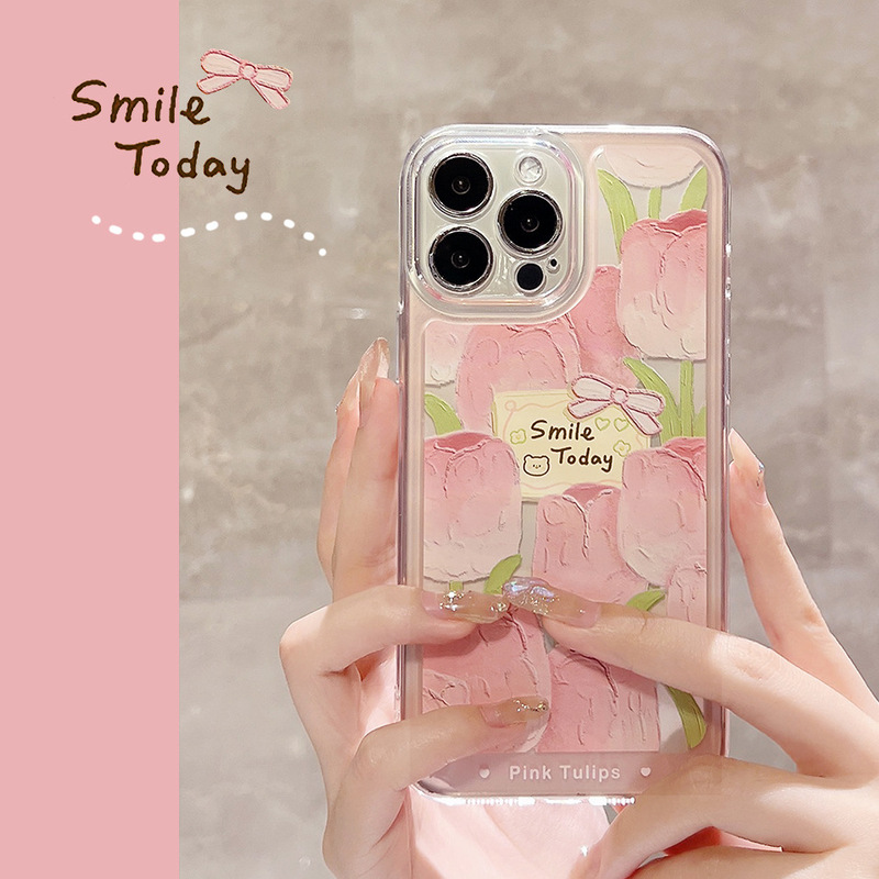 Fresh and Simple Tulip Design Suitable for Apple 16 Pro Max Phone Case, iPhone 17 Transparent, 15 Shockproof, Xr Soft, 14 Fresh and Simple Tulip Design Suitable for Apple 16 Pro Max Phone Case, iPhone 17 Transparent, 15 Shockproof, Xr Soft, 14