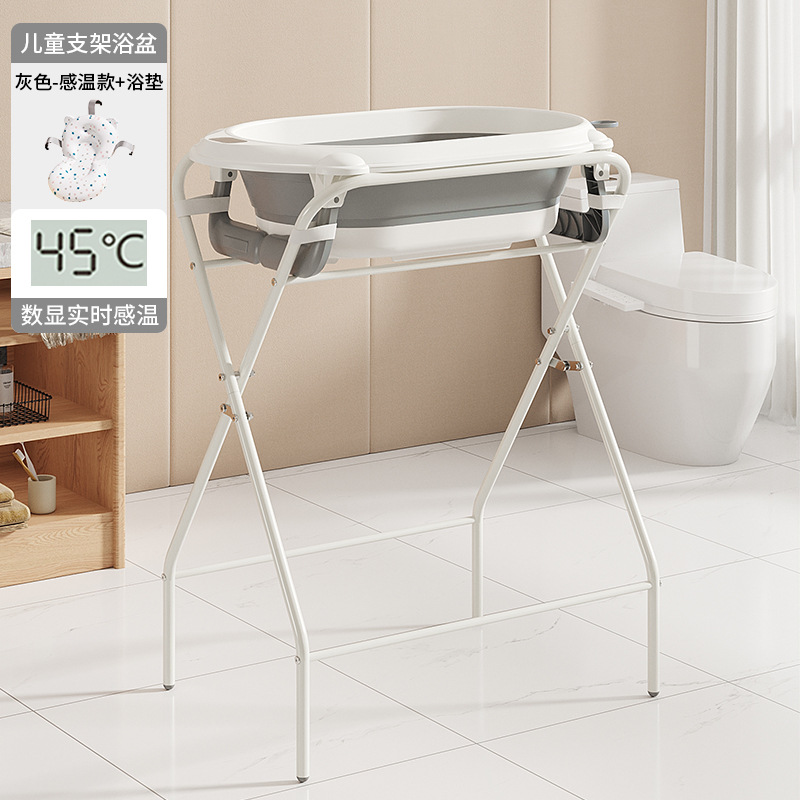 Bañera Infantil con Soporte Plegable de Plástico para Baño de Bebés y Mascotas image 10