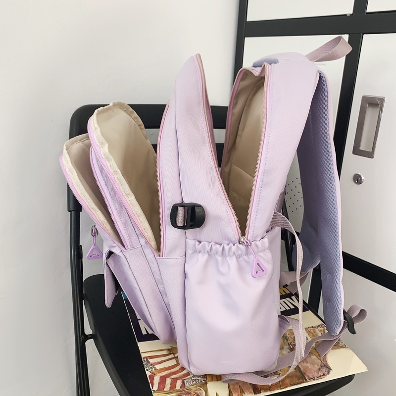 学生カバン韓国版純色シンプルカジュアル百合質感リュックサック大容量キャンパス授業旅行リュックサック|undefined
