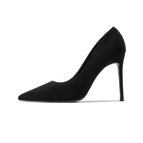 Autumn and winter black high-heeled shoes women's thin heel 9CM sexy European and American style French-style single shoes professional shoes Korean fashion