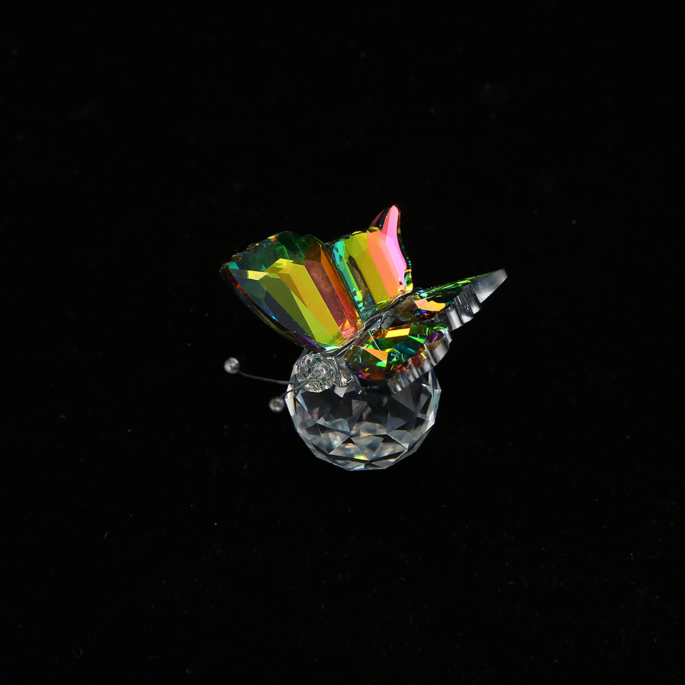 Luxury Crystal Butterfly Desktop Ornament, Iridescent Gradient Faceted Crystal Ball for Car and Home Decoration, Birthday Gift