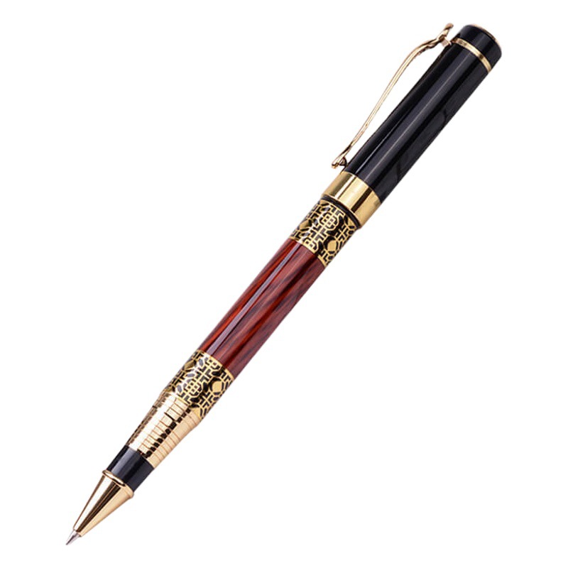 Chinese style pen Pearl pen imitation Rosewood pen holder student calligraphy pen adult business office wood grain signature pen