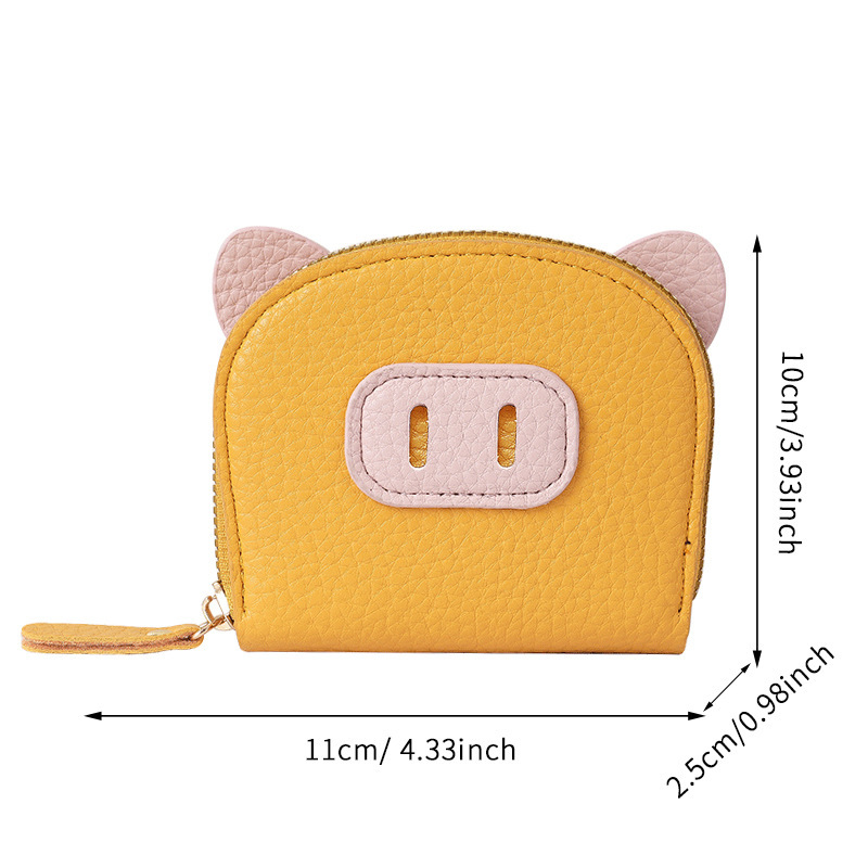 New Cyber Celebrous Organ Card Holder Women's Lightweight Student Pig Zipper Multi-Card Holder Soft Leather Card Holder Coin Purse_voghion.com