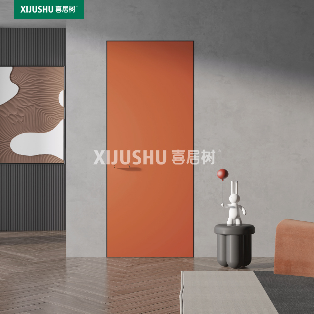 极窄铝木门实木阳台木纹碳晶简约静音铝合金室内房间卧室门隐形门