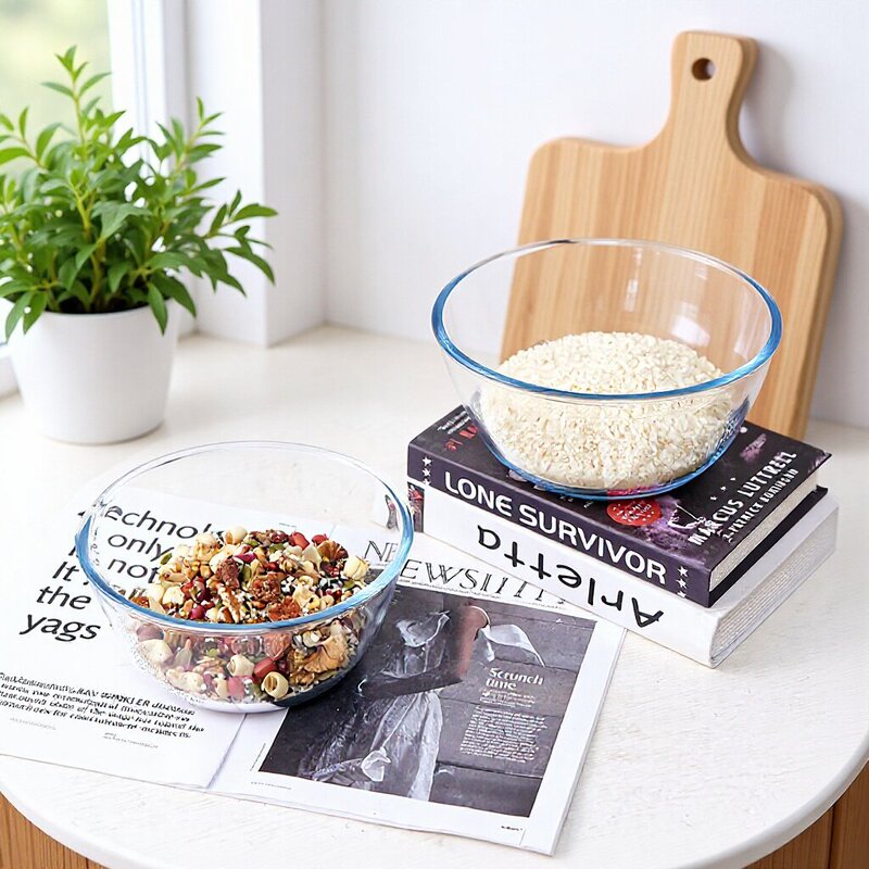 Thickened Anti-Scalding Glass Bowl for Spicy Hot Pot, Glass Salad Bowl, Simple Fruit Cereal Breakfast Bowl, Large Capacity Soup Bowl