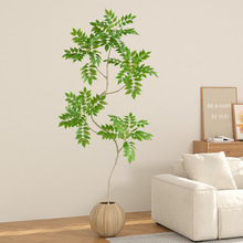 高端輕奢客廳仿真綠色植物盆栽漆木室內假樹植物玄關落地裝飾花擺