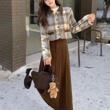 秋冬季小香风套装短外套女装2026新款百褶长裙时尚潮流上衣两件套