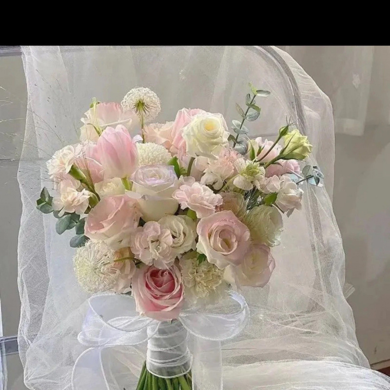 结婚粉色婚礼手捧花新娘手捧结婚出片郁金香领证仿真花拍照道具|undefined