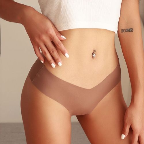 European and American seamless ice silk underwear women's low-waist large size briefs pure cotton crotch breathable quick-drying yoga sports underwear