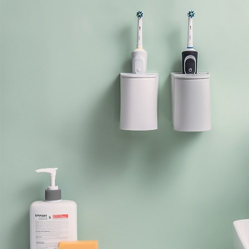 电动牙刷架免打孔壁挂塑料漱口杯牙膏牙刷套装浴室置物架跨境热销