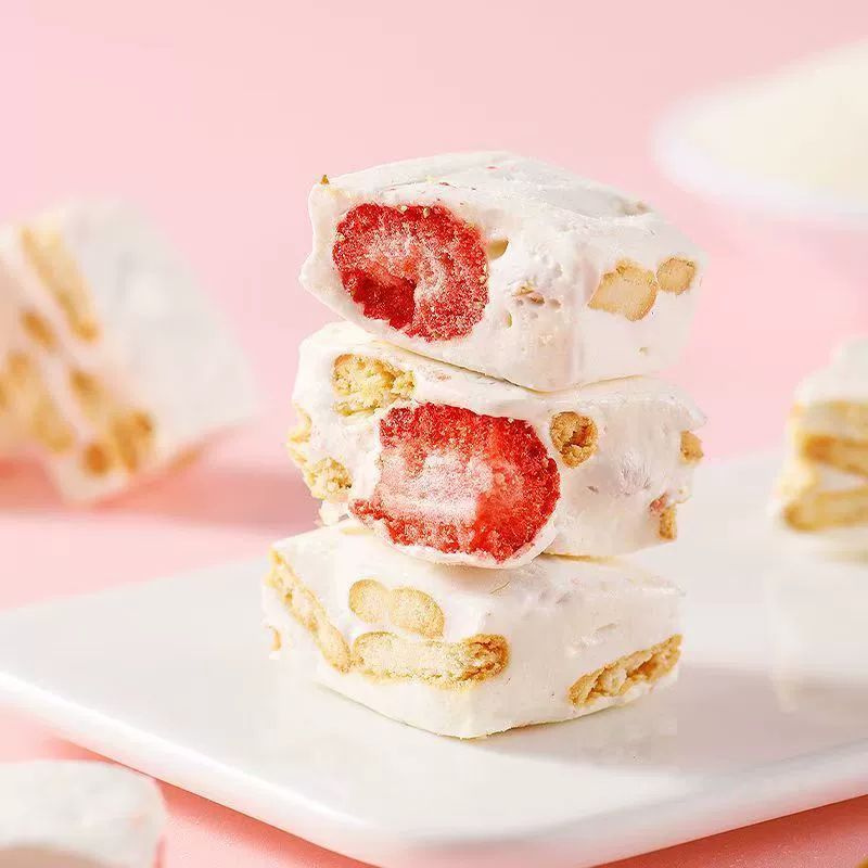 Одноразовый минимальный заказ снежинка хруст strawberry козьего молока Фушацина закуски повседневные мягкие клейковинные замороженные пирожные клубника козье молоко Фушацина