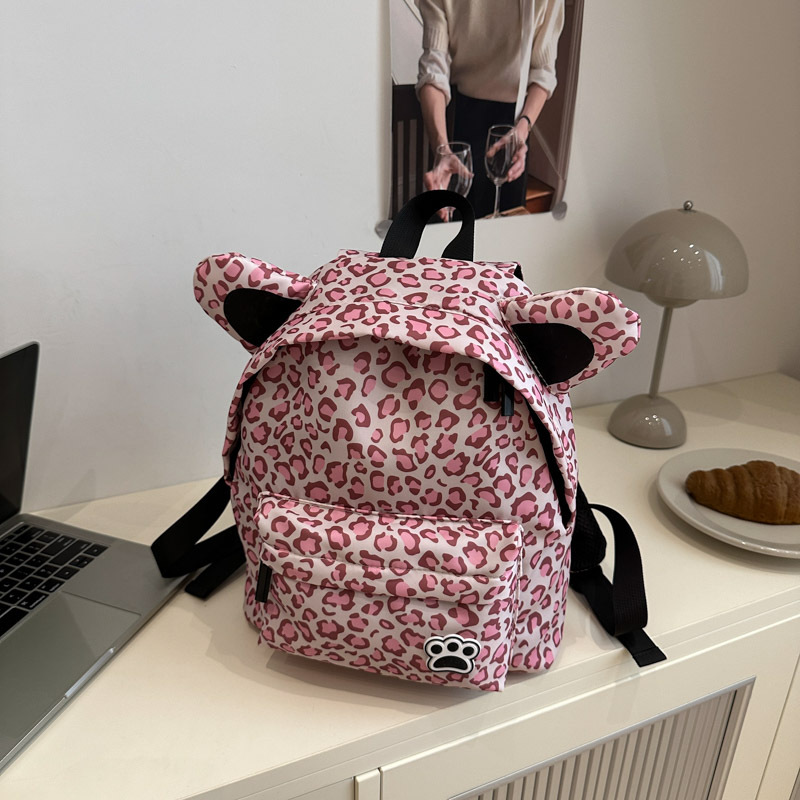 Bolso desnudo con estampado de leopardo rosa