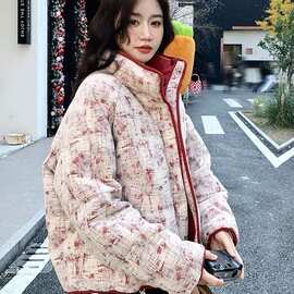 红色小香风羽绒服女冬季高级感减龄漂亮洋气白鸭绒短外套流行爆款