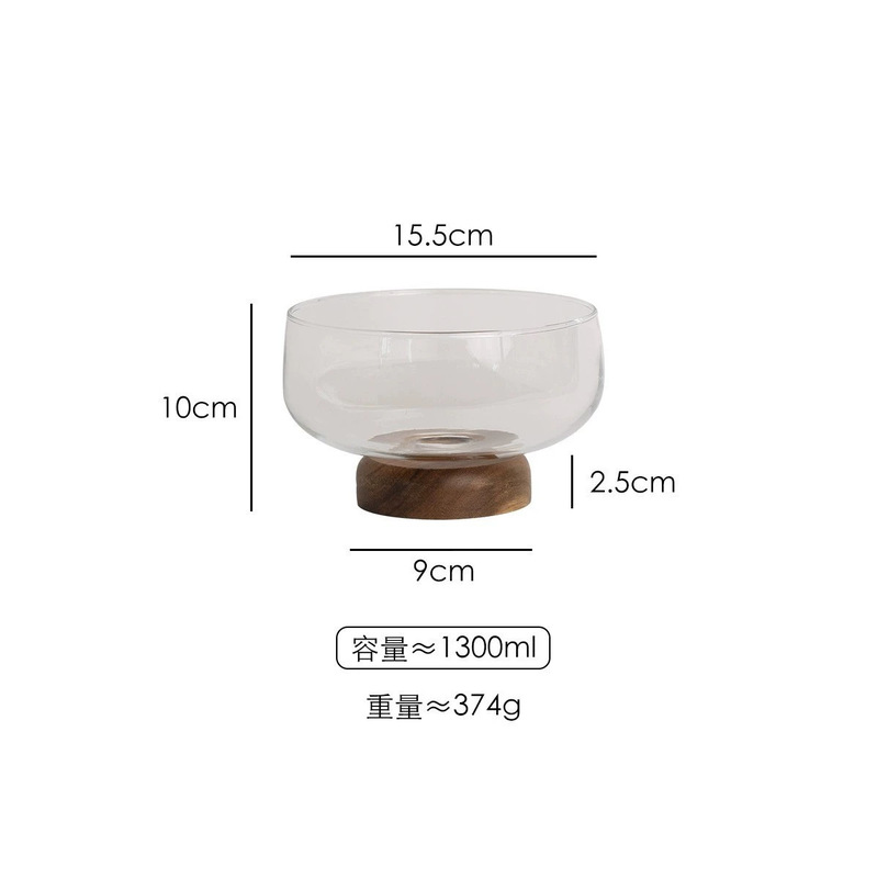ライチ海アカシア木ガラス高足果物皿家庭用現代シンプルなお茶のいくつかのお菓子キャンディーのドライフルーツ皿|undefined