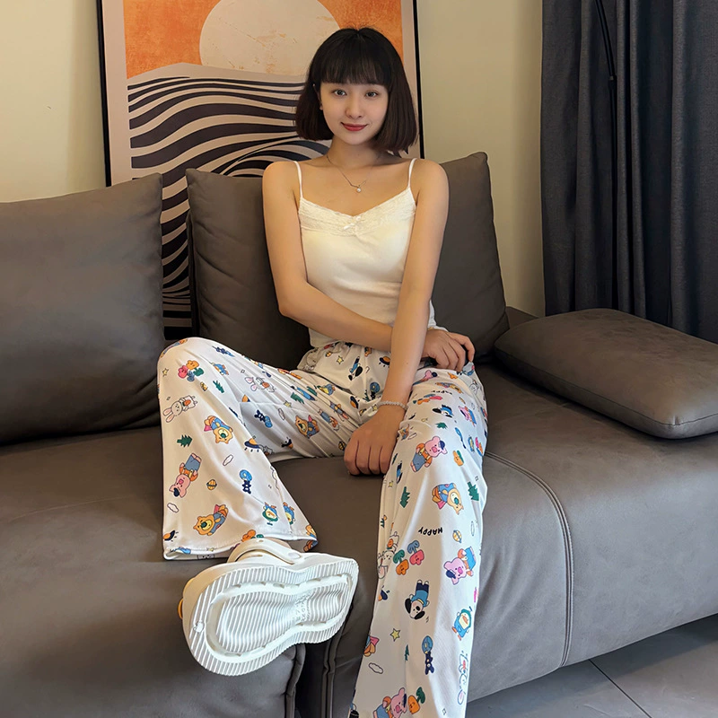 Шелковые осенние штаны для отдыха, свободный крой