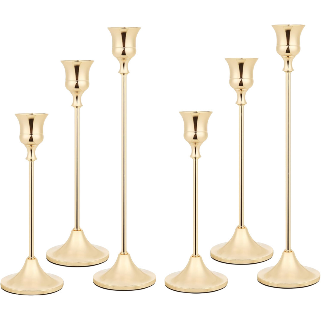 Portavelas de color latón retro europeo transfronterizo, velas románticas de Navidad, adornos de cena, accesorios de boda, fondo de soporte de velas