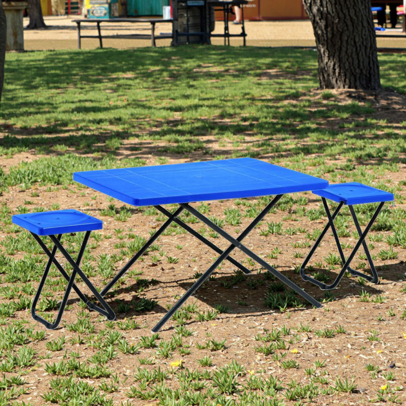 Outdoor Camping Folding Table with Stool Plastic Table and Chair Portable Table and Chair