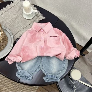 Children's Shirt Spring 2024 Children's New Top Tie-dyed Shirt All-match Trend