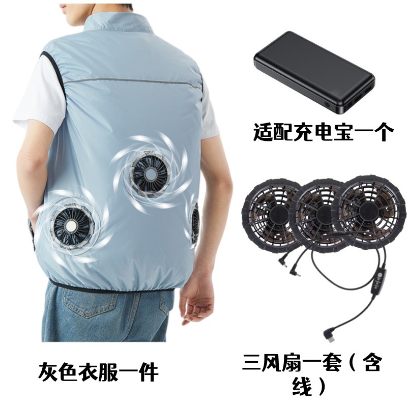Chaleco con Ventilador de Refrigeración para Hombre de 3 Orificios de Poliéster Recargable para Verano