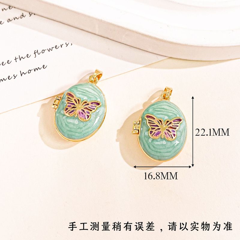 吊坠天使蝴蝶相片夹项链吊坠小众复古油画不掉色百搭diy饰品配件|undefined