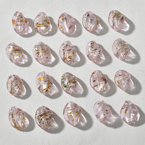 Oil Painting Willow Leaf Twisted Glass Straight Hole Beads diy Homemade Beaded Ear Jewelry Necklace Bracelet Material Accessories