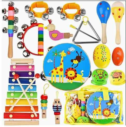 Conjunto de instrumentos musicales, instrumentos de percusión para niños, jardín de infantes para niños, música para bebés, ayudas para la educación temprana, juguetes Orff, rompecabezas