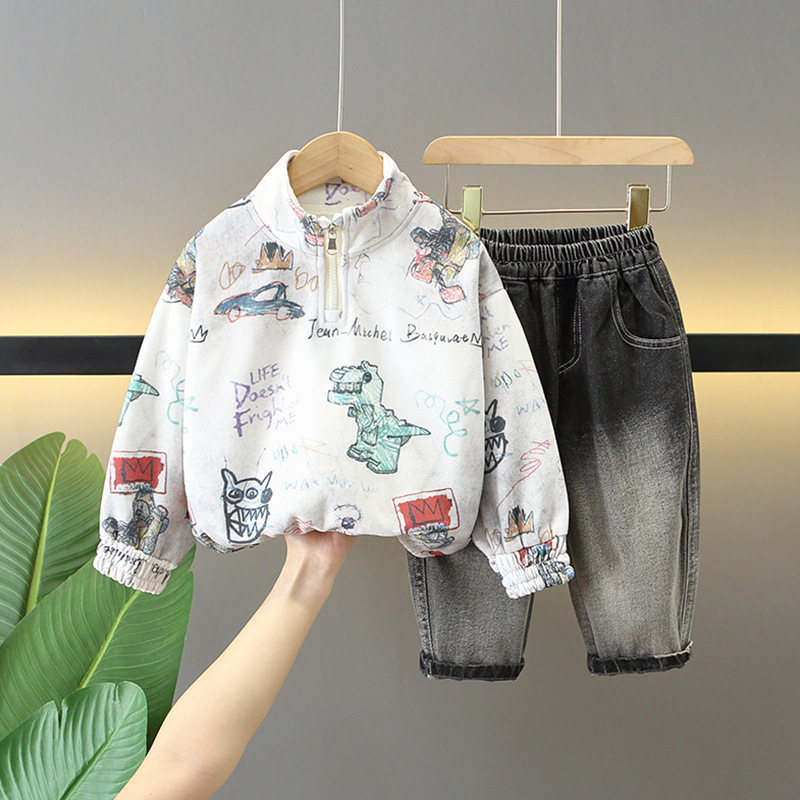 6337 Traje de primavera y otoño para niños 2025 nuevo suéter de primavera y otoño para niños de dos piezas Ropa de primavera y otoño para bebés