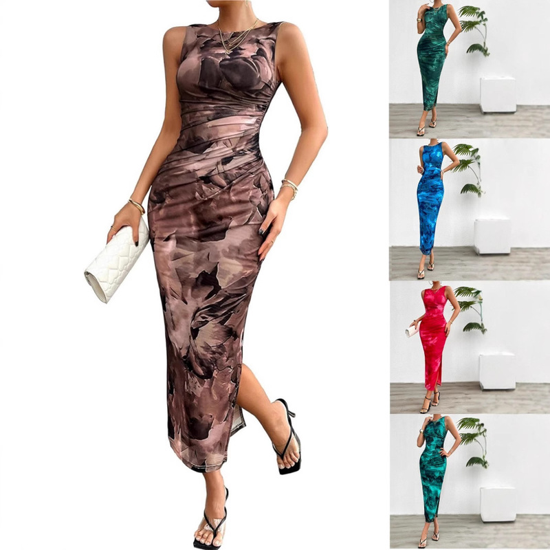 Foreign trade women's cross-border Temu independent station Shein Amazon 2024 spring and summer temperament slim sleeveless dress