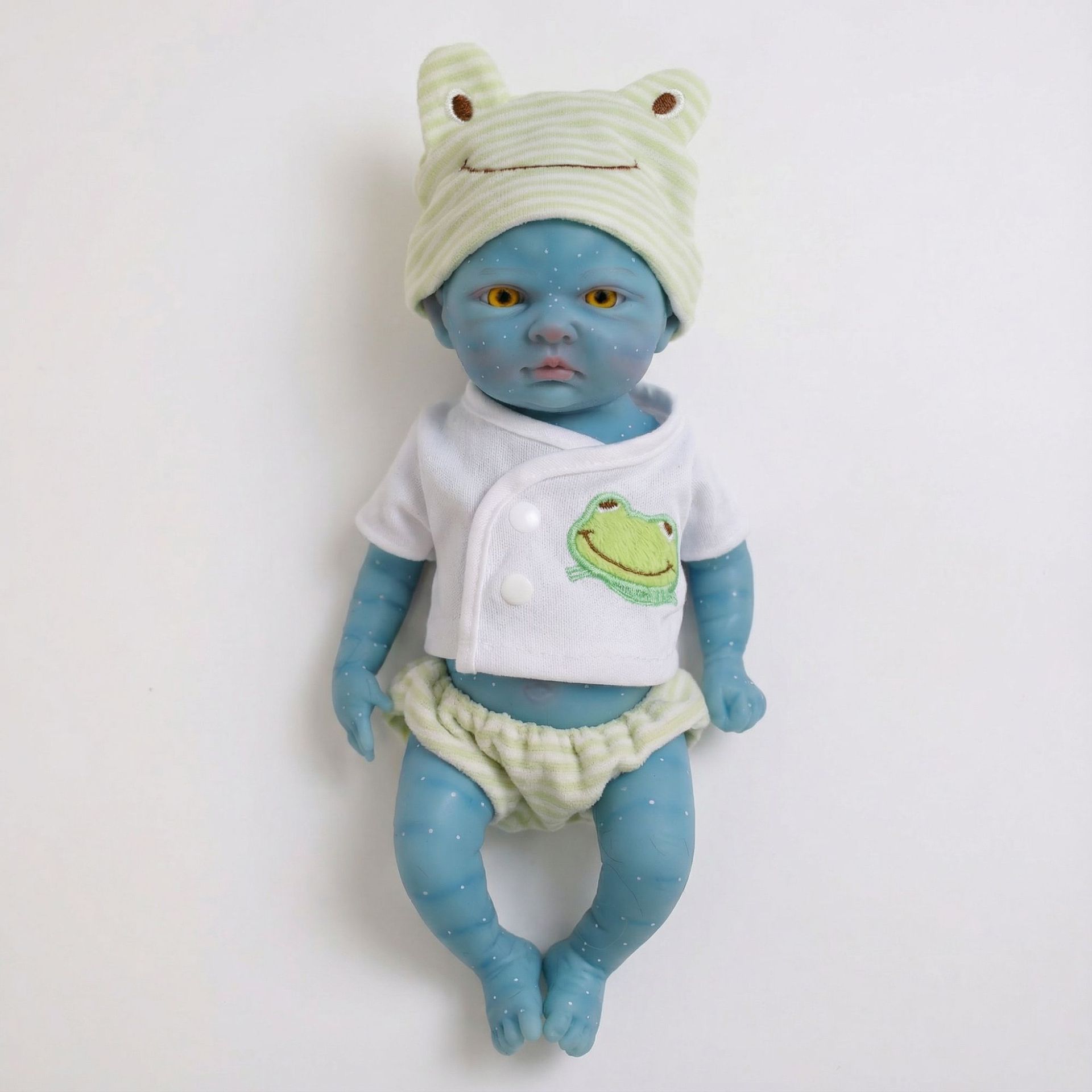 12 pulgadas Q Bullet sólido verde rayas rana sombrero avatar de hadas muñeca de simulación para niños regalos de Navidad