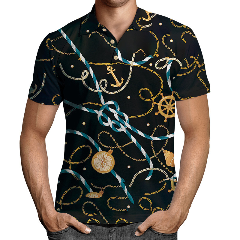Polo da uomo a maniche corte maglia business con design 3d_voghion.com