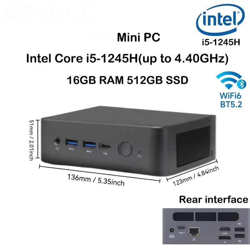 New I5-12450H/13500Hx High-Performance Mini Small Host Game Design Office Desktop Computer Pc
