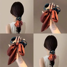 韩国2025高级感精致复古印花飘带发圈发绳时尚扎马尾蝴蝶结发饰女