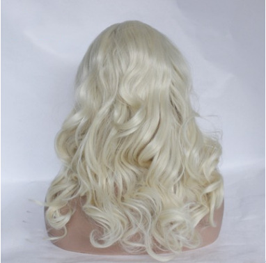 Europa y los Estados Unidos populares damas arroz blanco corto rizos fibra química pelucas de encaje frente al por mayor comercio exterior LW0073