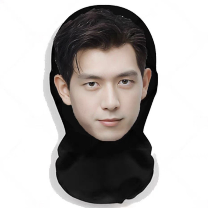 新款3D仿真人明星人脸装扮头套派对装饰面罩明星全脸搞笑网纱头套|undefined