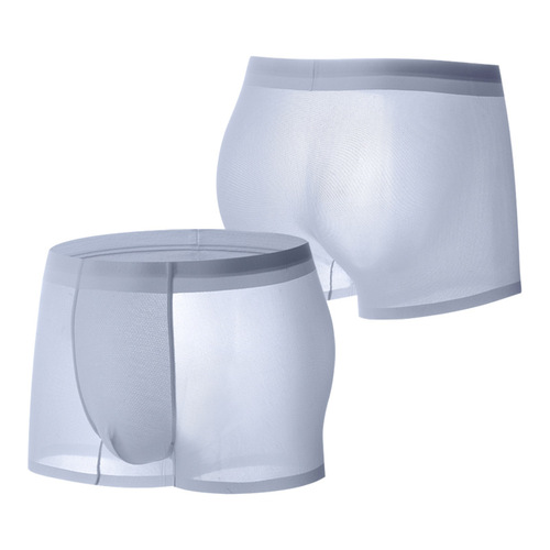 Ice silk men's underwear mulberry silk seamless sports quick-drying travel antibacterial high-end men's boxer shorts wholesale