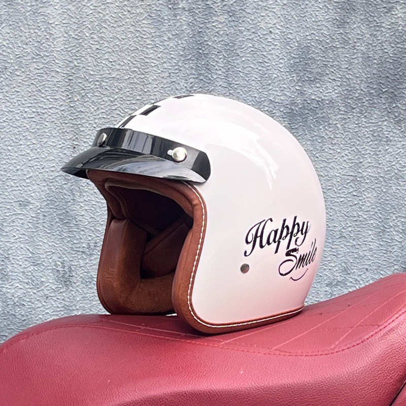 ORZ casco retro para hombres y mujeres certificado 3C motocicleta eléctrica 3/4 casco medio casco cuatro estaciones personalidad universal pareja