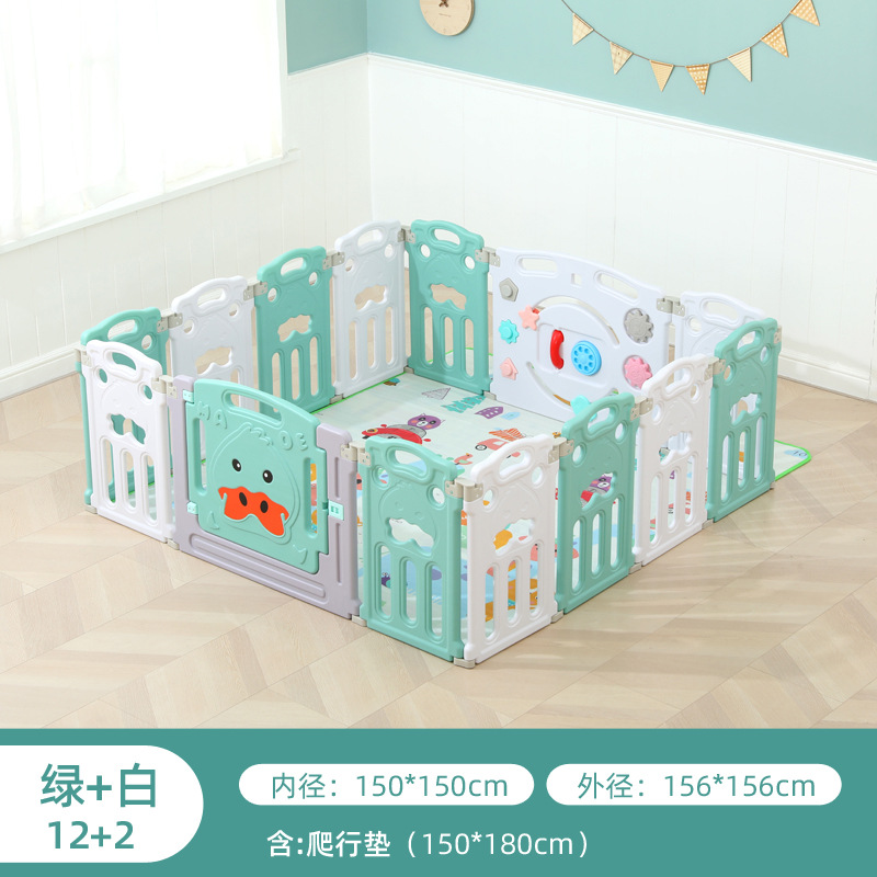 Green and white 12+2+ crawling mat
