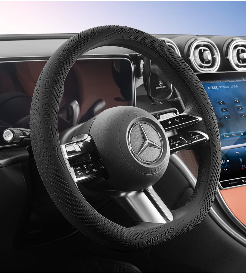Car Steering Wheel Cover Food Grade Liquid Silicone Ultra-Thin Anti-Slip Dust-Proof Anti-Sweat Ice-Feel Handle Cover Universal for All Seasons