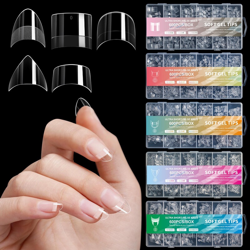 Cross-border Nail Art New Nail Art Short Non-grinding European and American Half-stick Frosted Finger 600pcs French Nail Art