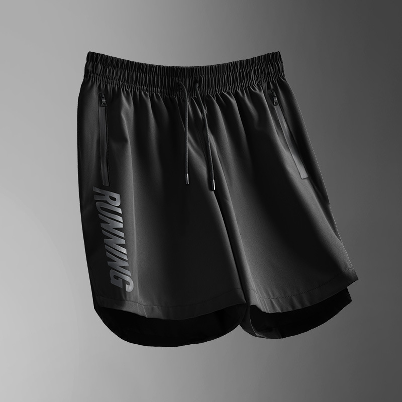 Pantalones cortos deportivos de seda de hielo para hombres de verano delgados ociosos secos rápidos gris transpirables pantalones de baloncesto sueltos