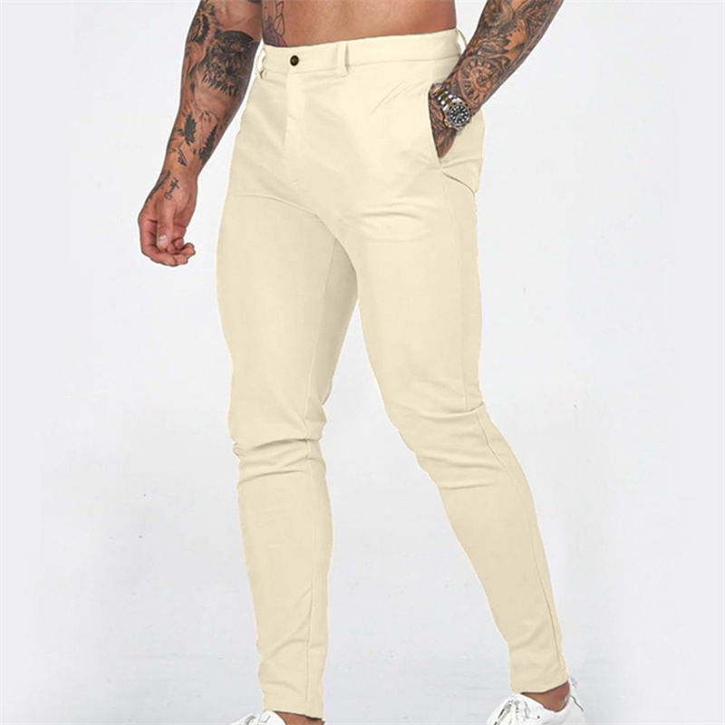 Men's Youth Solid Color Jogging Slim-Fit High Elastic Cotton Sports Casual Leggings Men's Youth Solid Color Jogging Slim-Fit High Elastic Cotton Sports Casual Leggings