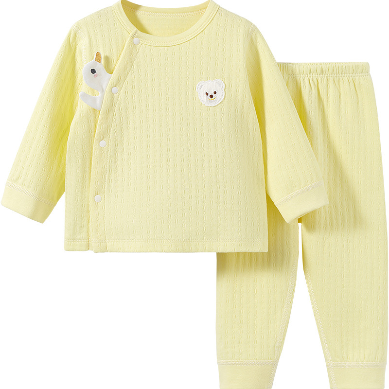 Ropa interior para niños traje primavera y otoño invierno Bebé puro algodón niños y niñas tocando fondo cálido ropa dividida bebé otoño ropa pantalones largos
